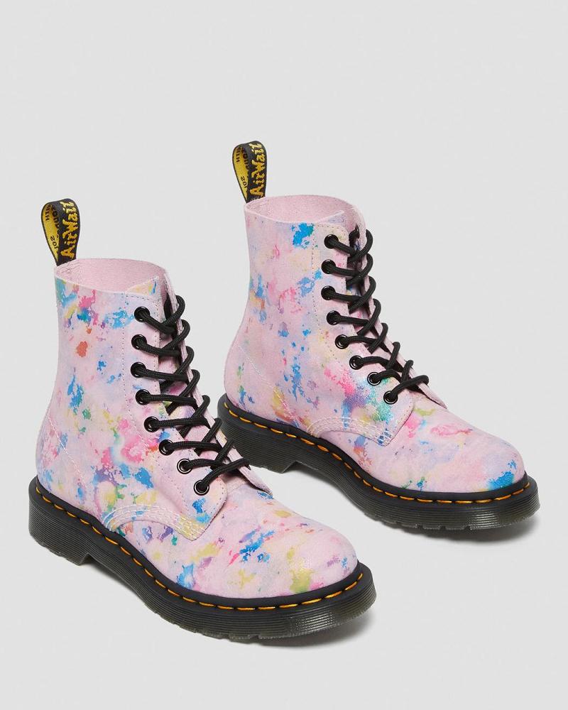 Pink Women's Dr Martens 1460 Pascal Confetti Suede Lace Up Boots | CA 183SGL